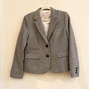 Banana Republic Petite Wool Blend Herringbone Blazer Jacket Gray Size 12